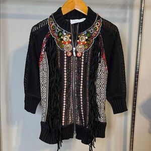 Byron Lars Black Embroidered Cardigan-NEW